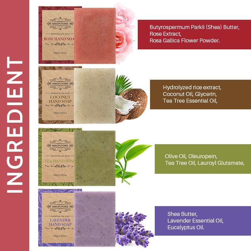 Lavender Frosted Granular Soap, Rose Plant Handmade Soap, Rose, Coconut, Tea Tree, Men'S And Women'S Strong Decontamination Body Soap, Kraft Paper Wrapped With A Texture And Ritual Feel, Suitable For Gift And Travel Package