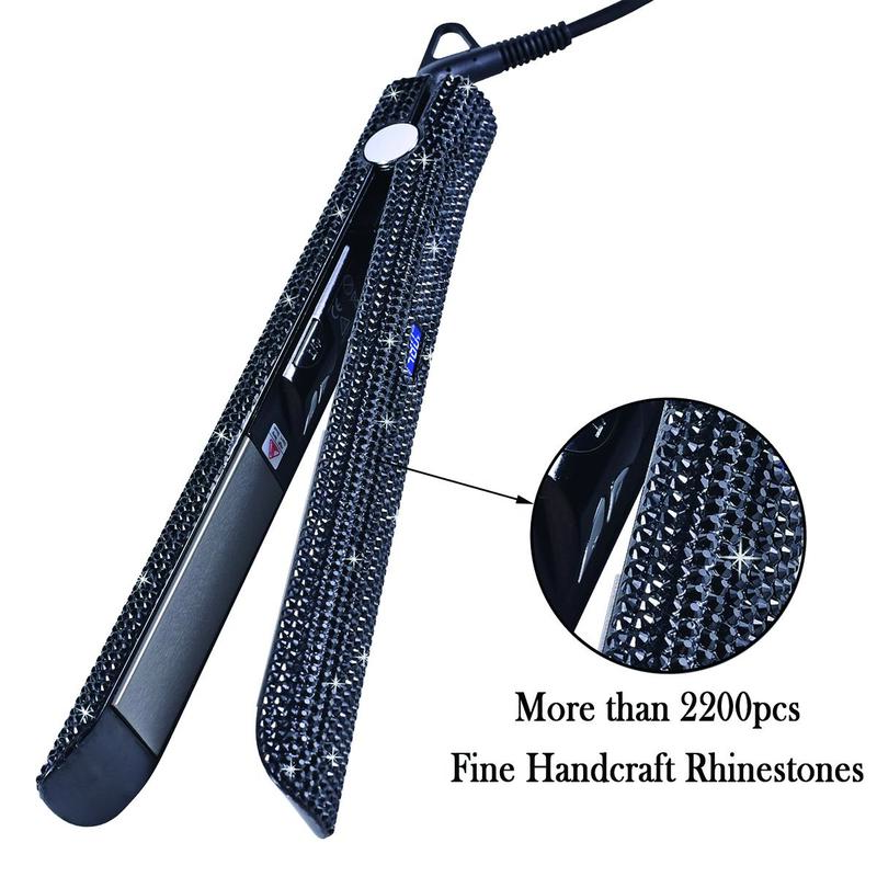 Silk Press Electric Heated Hair Straightener, Professional Titanium Heated Hair Straightener, Bling Titanium Hair Flat Iron for Home & Salon Use