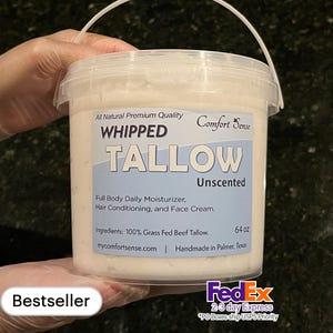 All Natural Whipped Tallow unscented Whipped Tallow, Grass fed Beef Tallow Moisturizer