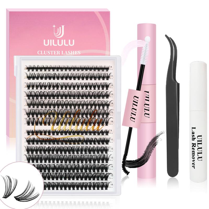 UILULU DIY  Extension Kit Individual  Cluster D Curl Eyelash Set (0.07D-9-16MM Kit)