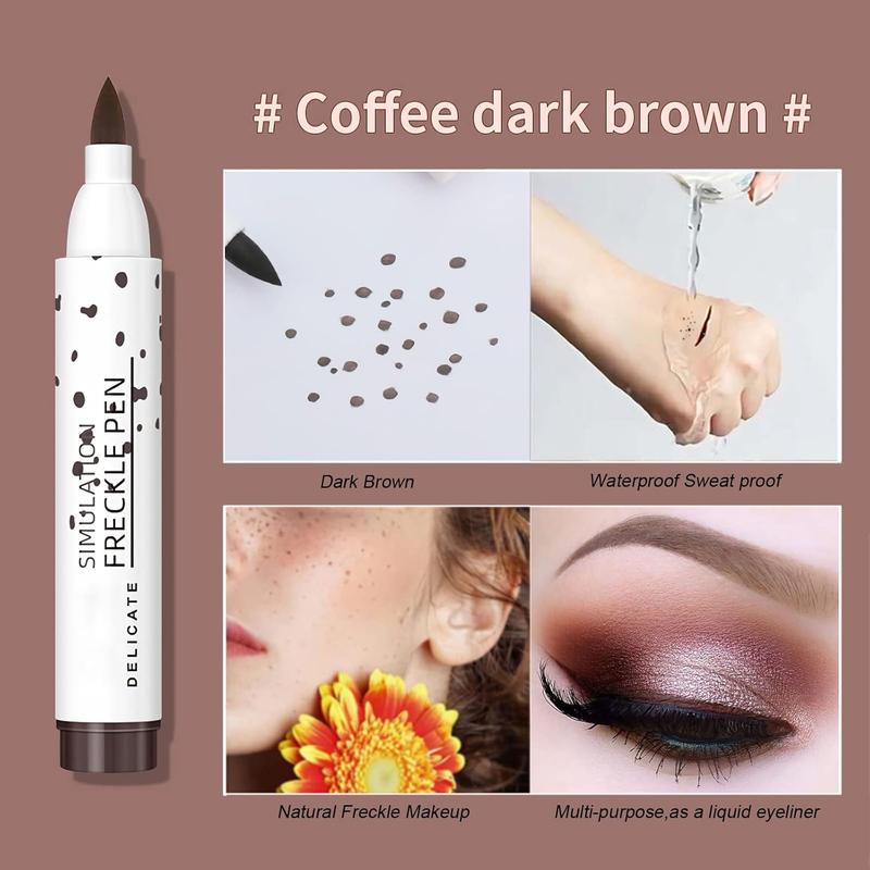 2 Colors Liquid Freckle Pen, Natural Realistic Face Fake Freckles Makeup Pen Freckles Color, Waterproof Long-lasting Quick Drying Freckle Pen Soft Point Pen - Light Brown Dark Brown