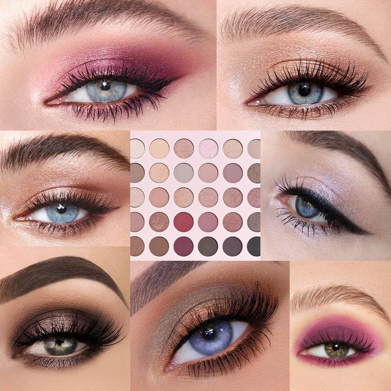 30 Colors  Matte Shimmer Eyeshadow Palette with Brush for Eye Makeup, High Pigmented Pink Purple Brown Eye Shadow Primers Powder Palet