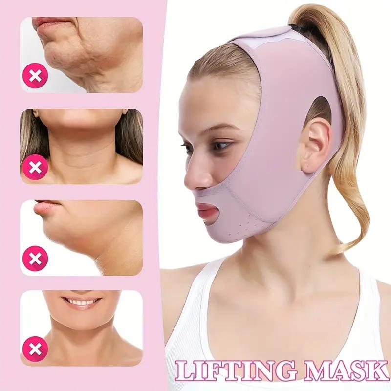 1 Count Facial Thin Face Bandage, V-Shaped Lifting & Tightening Mask for Wrinkle Sagging Improvement, Double Chin Reduction,Full Face Skincare Comfort