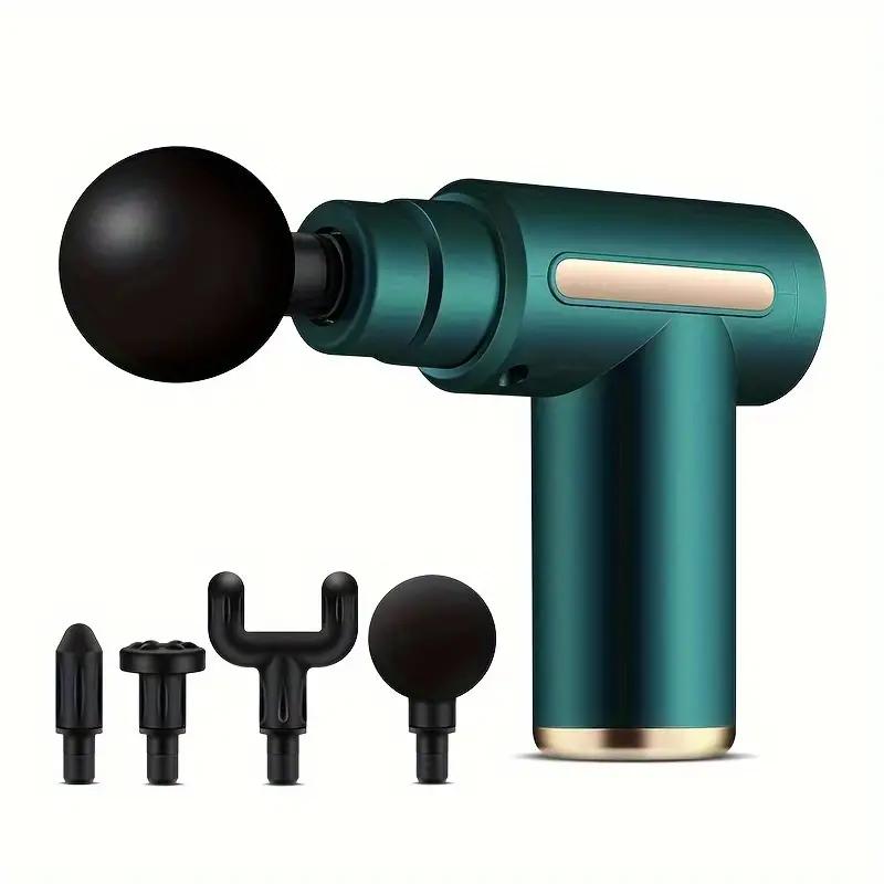 Electric Fascia Massage Gun - Portable Handheld Massager with 4 Replaceable Heads for Deep Tissue Impact and Comfort, Ideal for Exercise and Fitness