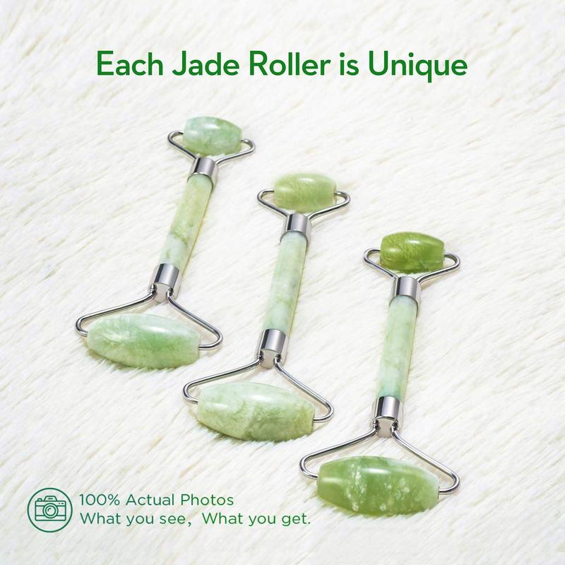 Jade Roller and Gua Sha for Face-3 in 1 Kit with Facial Massager Tool,100% Real Natural Jade Stone Anti Aging,Face Beauty Set for Eye Anti-Wrinkle