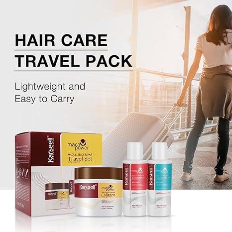 Karseell Collagen Hair Care Deep Repair Conditioner, Mask Shampoo and Conditioner Travel Set for All Hair Types 3.38floz +2.4floz+2.4floz Haircare Smooth