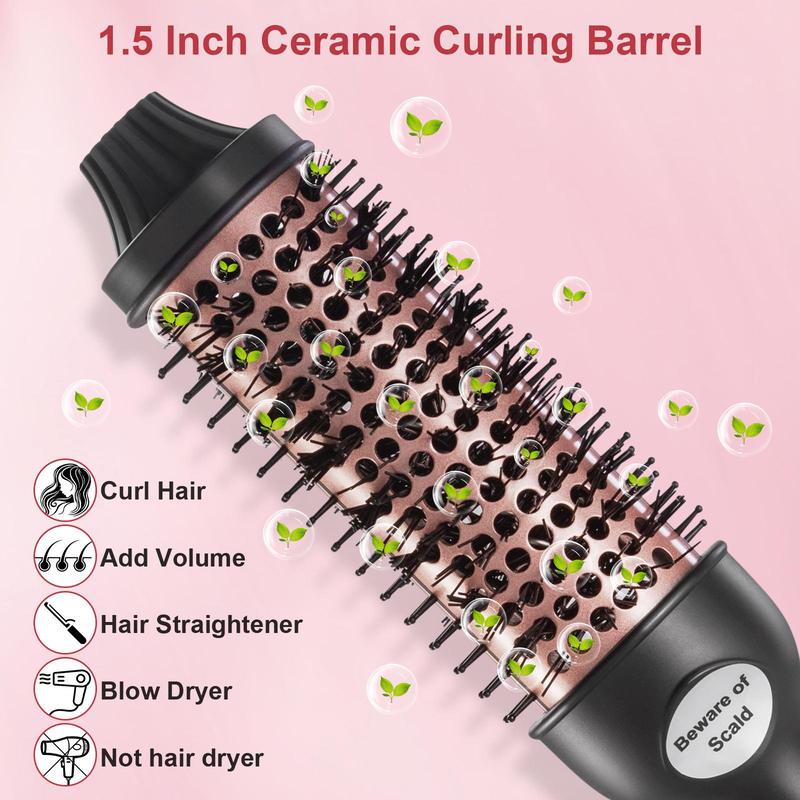 Thermal Brush, 1 Box Heated Round Brush with Accessories, Curling Iron Ceramic Tourmaline Ionic Quick Heating Brush with Digital Display Temperature