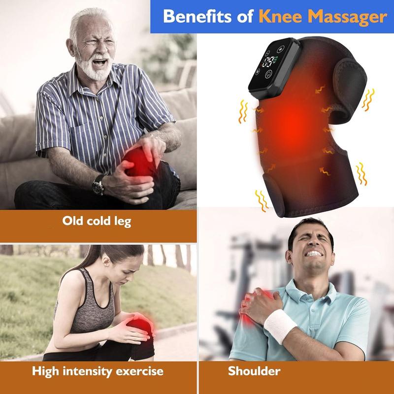 Heated Knee Massager, Multifunctional Cordless Knee Massager with Vibration Function, Heating Pads for Knee Shoulder Elbow Stress Relief