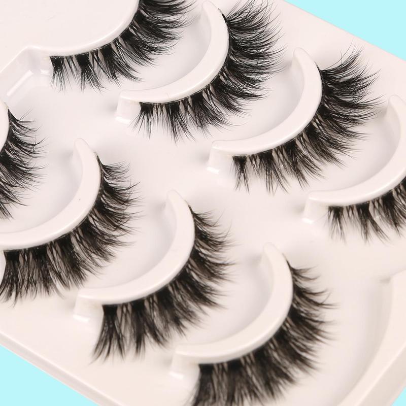 Natural False Eyelashes, 4 Pairs Long Fluffy D Curl False Eyelashes, Curling Wispy Cat Eye Faux Cluster Lashes Strip Lashes, Volumizing Faux Eye Lashes, Eyelashes Extensions, Makeup Products, Christmas, Christmas Gift