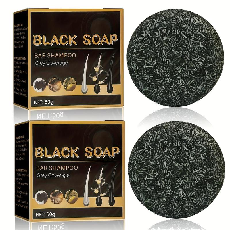 Bamboo Charcoal Hair Shampoo Black Soap, 3 Counts set Deep Cleansing Hair Shampoo Soap, Oil Control Soap, Hair Care & Styling Product