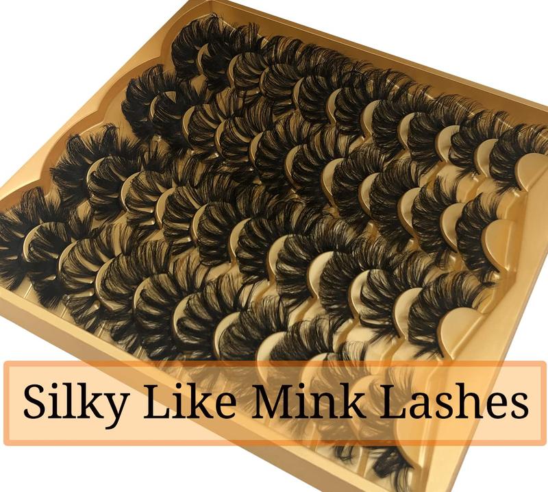 25MM Mink Lashes 25 mm False Eyelashes Long 20 Pairs Pack Dramatic 5D Full Volume Fake Eyelashes 5 Styles Wispy Curly Mink Eyelashes Wholesale