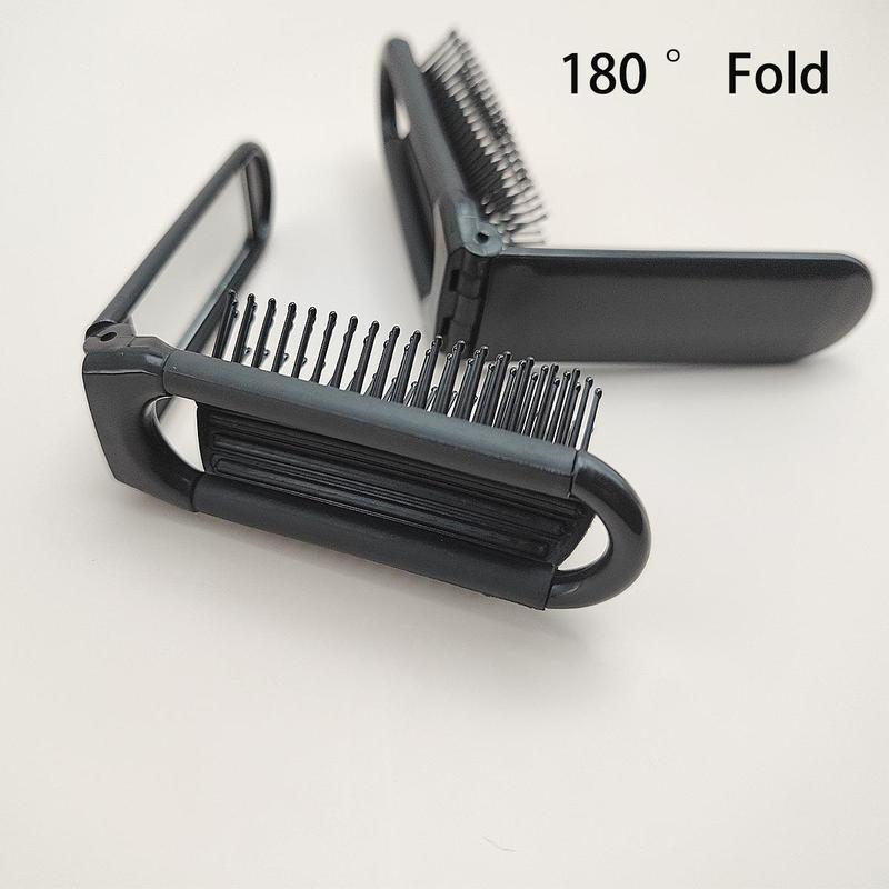 Foldable Hair Comb with Mirror, 1 Count Portable Comb with Handle, Hair Styling Tool, Christmas Gift