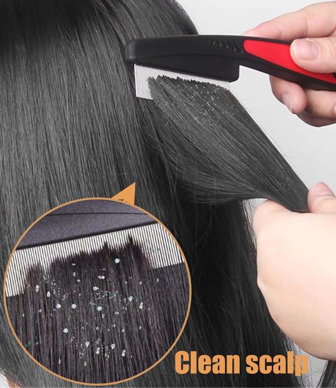 Anti-dandruff comb, stainless steel fine tooth comb, scalp psoriasis comb, anti-dandruff comb, scalp anti-poison comb, lice comb, multi-functional scalp massage comb, female, male, small gift