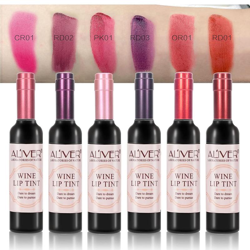 LIVE Lipstick Viral, Aliver 6 Hours Long-lasting & Waterproof Bottle Style Matte Lip Tint Set - 6 Shades, High Pigmentation & Satin, Tiktok Top Creators Highly Recommended: #aliverwinelipsticks