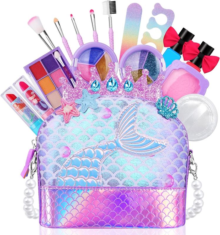 Christmas Kids Makeup Kit for Girl ,Washable Non-Toxic Kid Makeup Toys, Princess Little Girls Play Makeup, Pretend Play Makeup new year birthday gifts