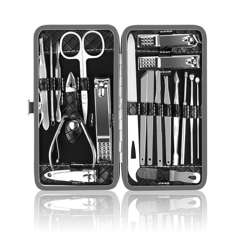 Trending! 19Pcs Manicure Kit - Your Travel Essentials Nail Set! Includes Nail Clippers, Nail File & Pedicure Tools for Feet. Perfect Grooming Kit, Ideal Gifts for Men & Women. Get Salon-Quality Manicures & Pedicures on the Go!