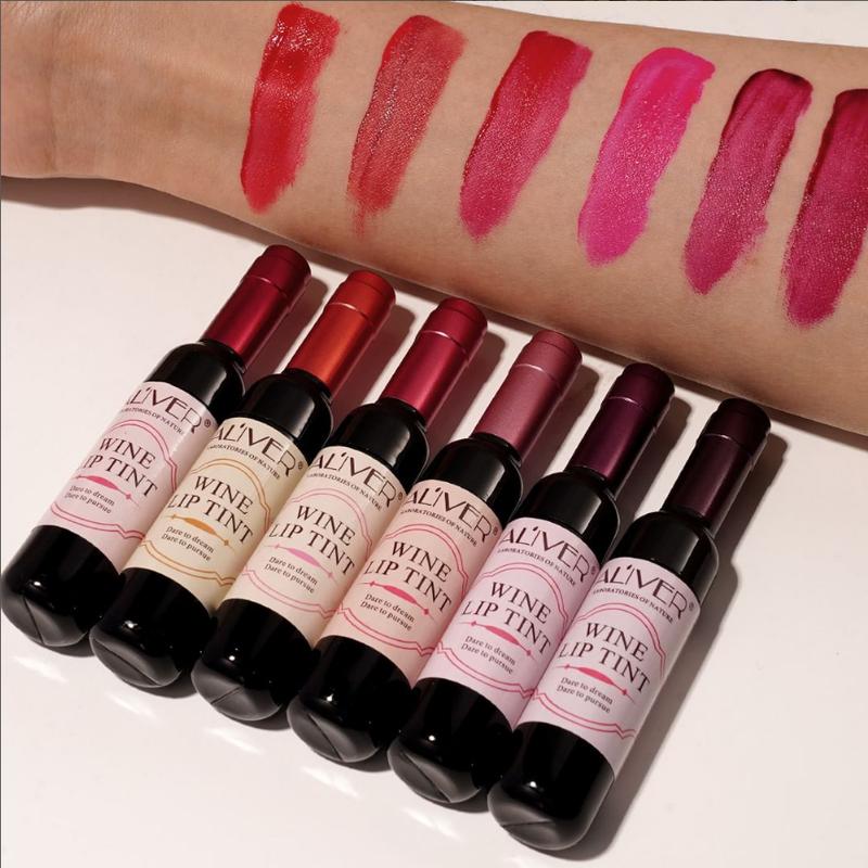 LIVE Lipstick Viral, Aliver 6 Hours Long-lasting & Waterproof Bottle Style Matte Lip Tint Set - 6 Shades, High Pigmentation & Satin, Tiktok Top Creators Highly Recommended: #aliverwinelipsticks