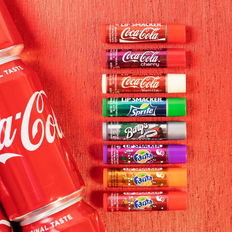 Lip Smacker Coca-Cola Flavored Balm, 8 Count, Flavors Coke, Cherry Vanilla Sprite, Root Beer, Orange Fanta