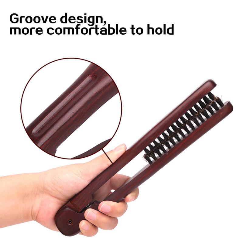 Wooden Anti-static Double Brush Comb, V-shaped Hair Straightener, Salon Hair Styling Tool, Travel Hair Brush, Foldable Hair Comb, Home Hair Styling Tool