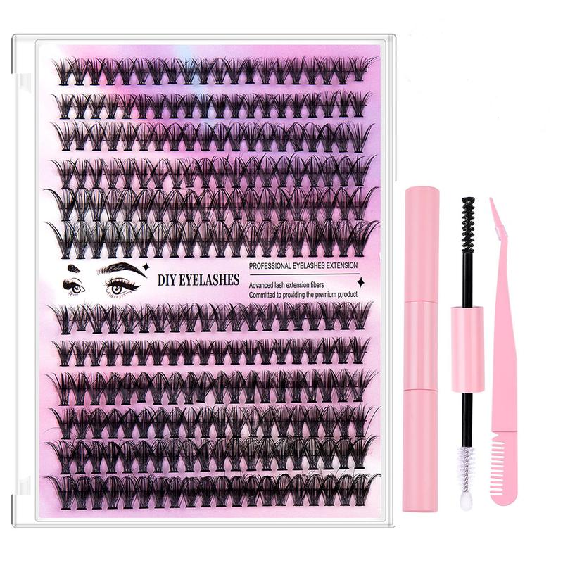 Lash Extension Kit Lash Clusters Multi-types Individual Lashes Natural Bottom, Light Volume, 30D 40D Clusters Eyelash Extension Kit with Lash Bond and Seal, Lash Applicator for Self Use