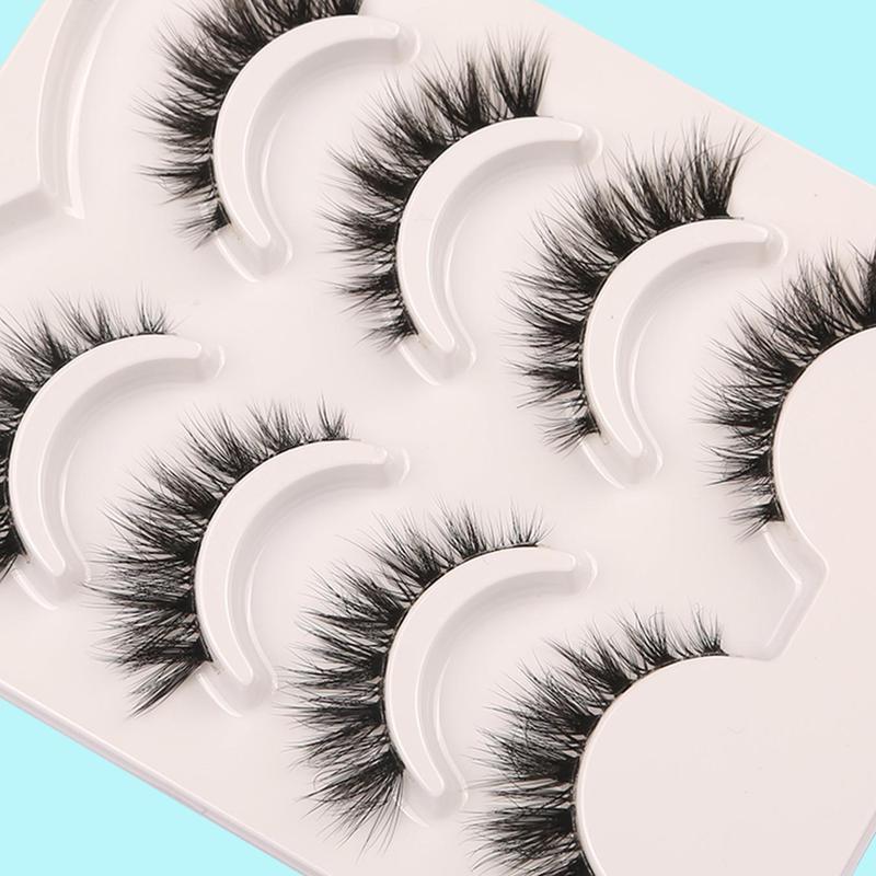 Natural False Eyelashes, 4 Pairs Long Fluffy D Curl False Eyelashes, Curling Wispy Cat Eye Faux Cluster Lashes Strip Lashes, Volumizing Faux Eye Lashes, Eyelashes Extensions, Makeup Products, Christmas, Christmas Gift