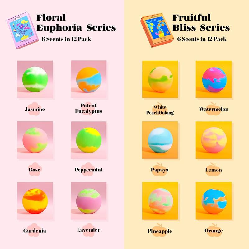 Bath Bombs Gift Set, 24 Pack Bubble Bombs with 12  Scents, Floral Euphoria & Fruitful  Collections, - & Mood-Enhancing, Bath Bombs Mothers Day Gift Set for Mom