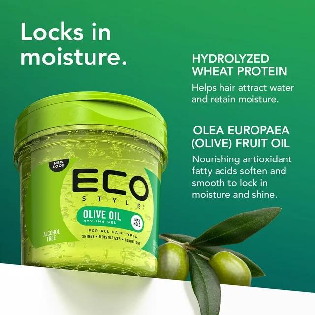 Eco Styler Olive Oil Hair Styling Gel, 16 oz, Moisturizing, Unisex Frizz Haircare Smooth Daily Gentle Moisturizer