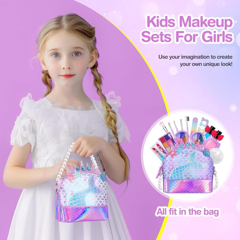 Christmas Kids Makeup Kit for Girl ,Washable Non-Toxic Kid Makeup Toys, Princess Little Girls Play Makeup, Pretend Play Makeup new year birthday gifts