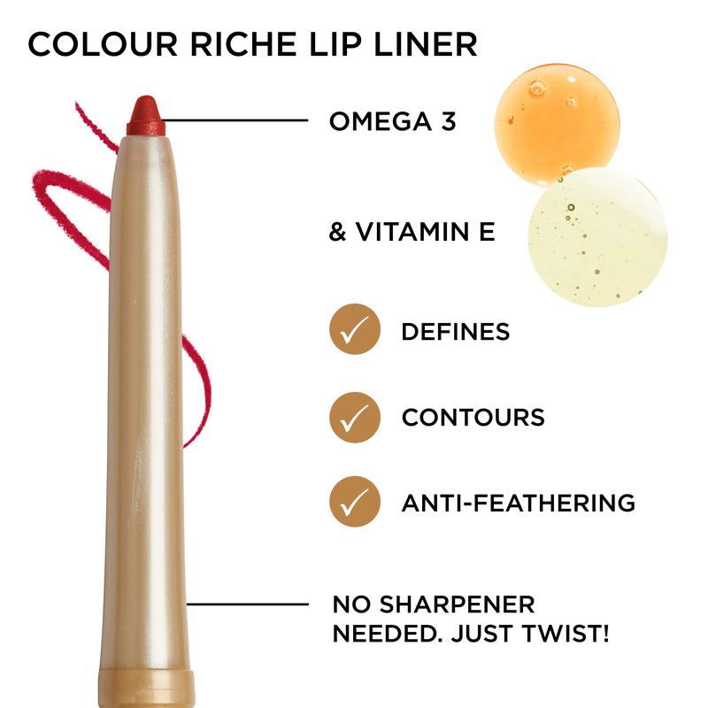 L'Oreal Paris Colour Riche Lip Liner Pencil, Creamy Lip Liner with Omega 3 and Vitamin E