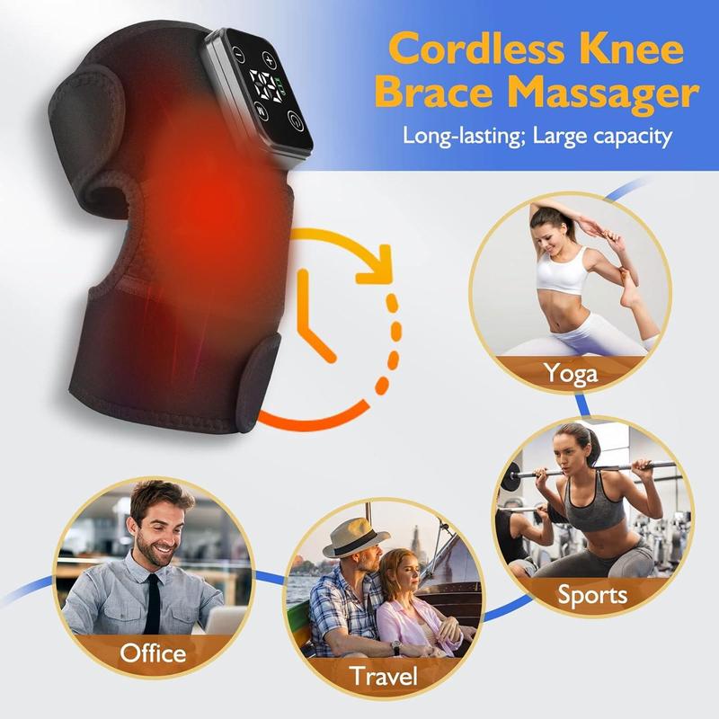 Heated Knee Massager, Multifunctional Cordless Knee Massager with Vibration Function, Heating Pads for Knee Shoulder Elbow Stress Relief