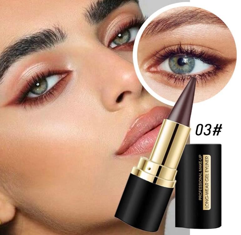 Kaely 2Pcs Black Brown Gel Eyeliner Pencil Set,Natural Cream Eye Liner Waterproof Smudge Proof,Cat Eye Black Smokey Eyeshadow Palette Stick,Goth Halloween Makeup,delineador de ojos contra el agua Lipliner Smooth Cosmetic Clear Gift Wife