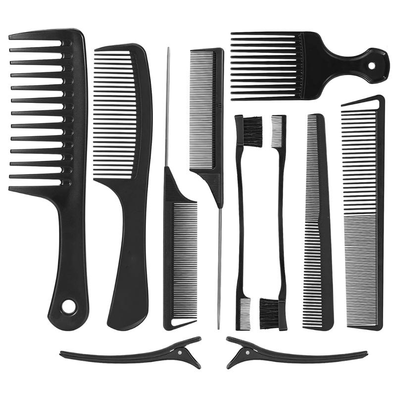 [Limited Time Deal] 11-Piece Professional Combs Set for Women with Natural Black Curly Hair - Detangle, Style, Braid, Trim, and More Haircare Heatless