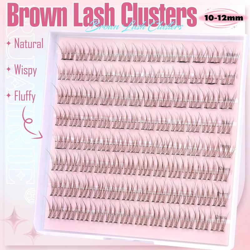 Brown Self Adhesive Lash Clusters Eyelash Extensions Self Adhesive Eyelash Clusters 120pcs DIY Individual Lash Extensions Natural Wispy Cluster Lashes by Ruairie