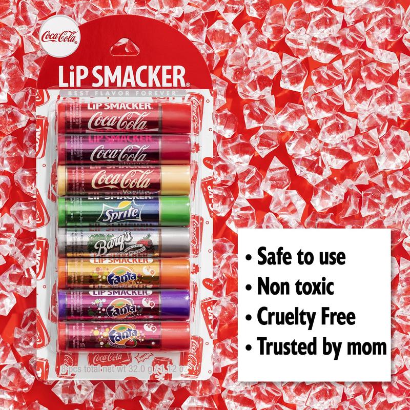 Lip Smacker Coca-Cola Flavored Balm, 8 Count, Flavors Coke, Cherry Vanilla Sprite, Root Beer, Orange Fanta