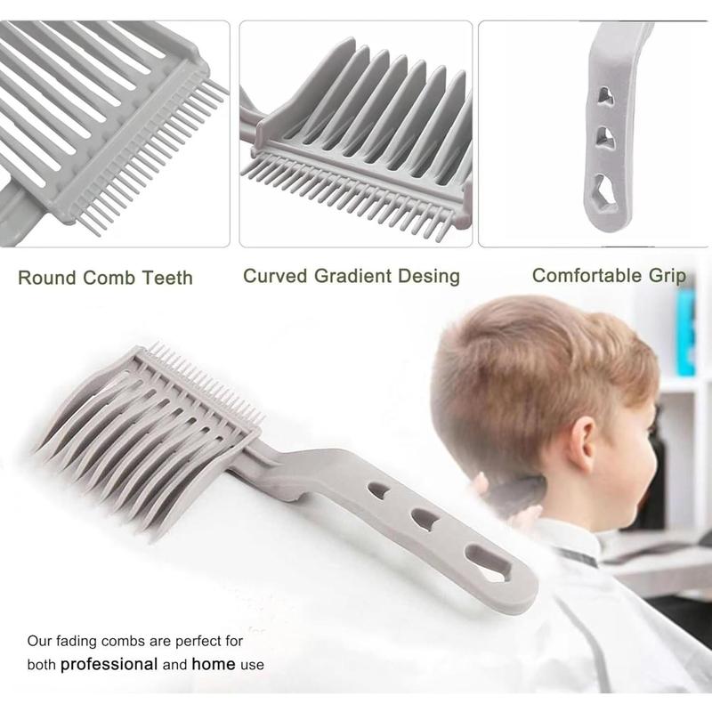 Fade Hair Trimming Guide for Men Haircut with Fade Comb Set, Neckline Shaving Template and Clipper Comb, Adjustable Curved Haircut Band for DIY Home Haircuts, Buzz and Taper Guide for Clippers Haircare Kit Brush Handle