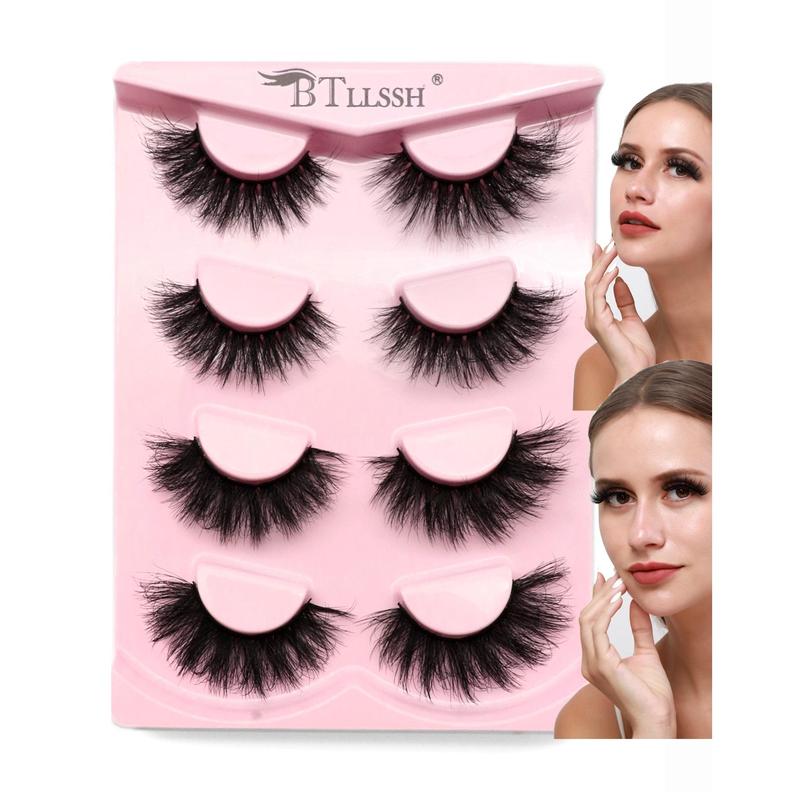 2 Styles Fluffy False Eyelashes, 12 Pairs Natural Curling Eye Makeup Strip Lashes of 2 Styles, Volumized False Eyelashes for Women and Girls Eye Makeup Enhancement