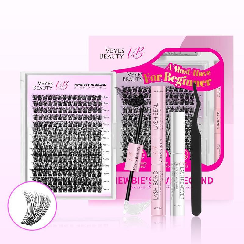 Individual Invisible & Ultra Thin Band False Eyelashes Kit, 1 Set Natural Look Eyelash Extensions with Sealer & Remover & Tweezers, Eye Makeup Enhancement False Eyelashes for Women & Girls