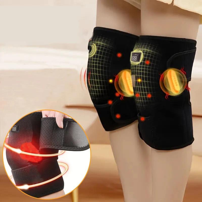 USB Rechargeable Heated Knee Massager, Massage & Heating Pad for Knee & Legs, Warm Leg Massager for Women & Men, Christmas Gift