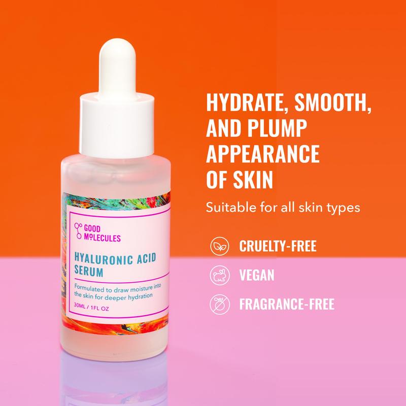 Good Molecules Hyaluronic Acid Serum - Hydrating, Non-greasy formula to Moisturize, Plump