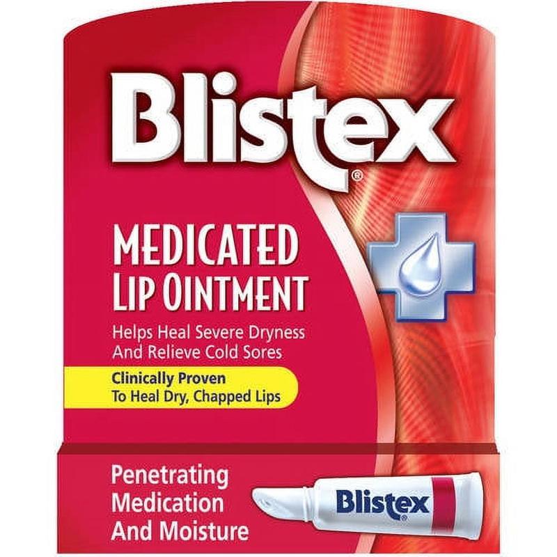 Blistex Medicated Ointment Lip Balm Stick, Relieving, moisturizing, and soothing for lip irritation Cold Sores, 0.21 Ounce (Pack Of 4)