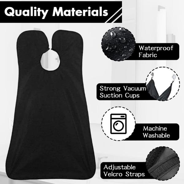 [Christmas Sale] Beard Bib Apron, Beard Trimming Catcher Bib for Shaving & Hair Clippings, Men'S Waterproof Non-Stick Beard Cape Grooming Cloth, With 2 Suction Cups – Black Lightweight Christmas Gift