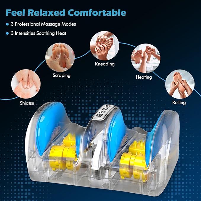 Foot Massager Machine with Heat [2025 Upgraded], FSA HSA Eligible Foot Massager, Christmas Gifts for Women Mom Men Dad, 3 Heat Levels