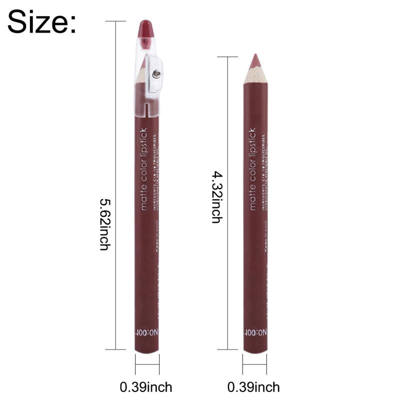 12 Pcs Natural Nude Brown Beige Colors Lip Liner Lipstick Pencils Set for Daily Makeup,Easy to Apply & Remove,Waterproof (set08) Cosmetic Lipliner Matte Eyeliner