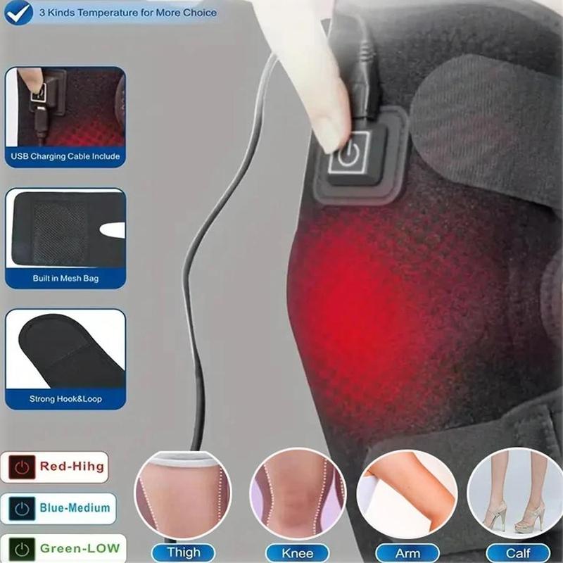 USB Rechargeable Heated Knee Massager, Massage & Heating Pad for Knee & Legs, Warm Leg Massager for Women & Men, Christmas Gift