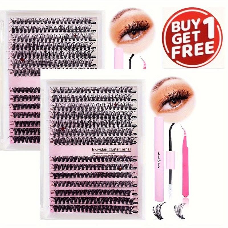 480pcs Lash Extension Kit DIY Lash Clusters Eyelash Extension Kit, 9-16mm Mix 30D 40D Curl Individual Lashes Kit With Lash Bond And Seal Lash Tweezers For Self Use (30D&40D-0.07D-9-16MIX KIT)