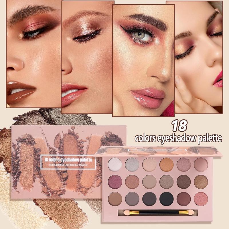 All in One Makeup Kit for Women Full Kit Gift Makeup Sets Makeup Gift Set for Women & Girls Makeup Essential Bundle Include 18Color Eyeshadow Palette  Brush Set