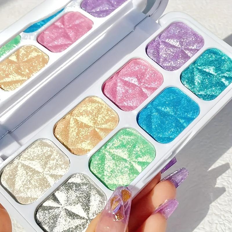 Glitter Eyeshadow Palette, 1 Box Shimmering Eye Shadow Makeup Palette, High Pigmented Blendable Eyeshadow Powder, Long Lasting Shimmering Eye Shadow Makeup Products for All Styles and Occasions