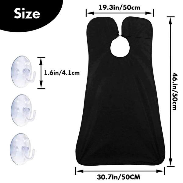 [Christmas Sale] Beard Bib Apron, Beard Trimming Catcher Bib for Shaving & Hair Clippings, Men'S Waterproof Non-Stick Beard Cape Grooming Cloth, With 2 Suction Cups – Black Lightweight Christmas Gift