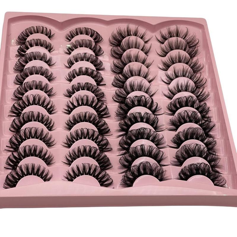 Fluffy False Eyelashes, 20 Pairs Natural Look Eyelash Extensions, Self Grafting Curl Eyelashes, Eye Makeup Enhancement False Eyelashes for Women & Girls, Christmas Gift