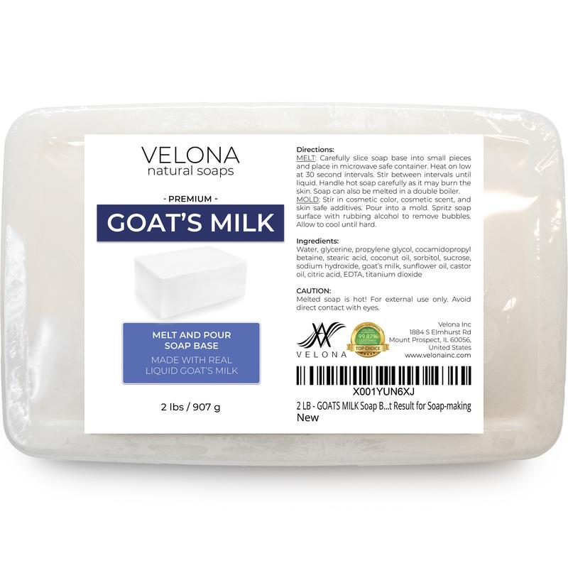 2 LB - Goats MILK Soap Base by Velona | SLS SLES free | Melt and Pour | Natural Bars For The Best Result for Soap-making